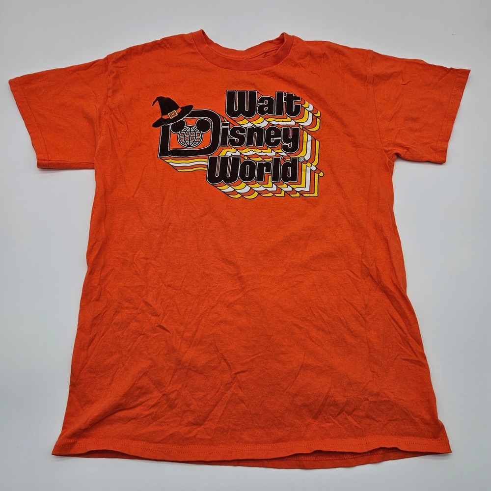 Walt Disney World Halloween Orange Mickey Mouse Witch Hat T‎ Shirt Kids S